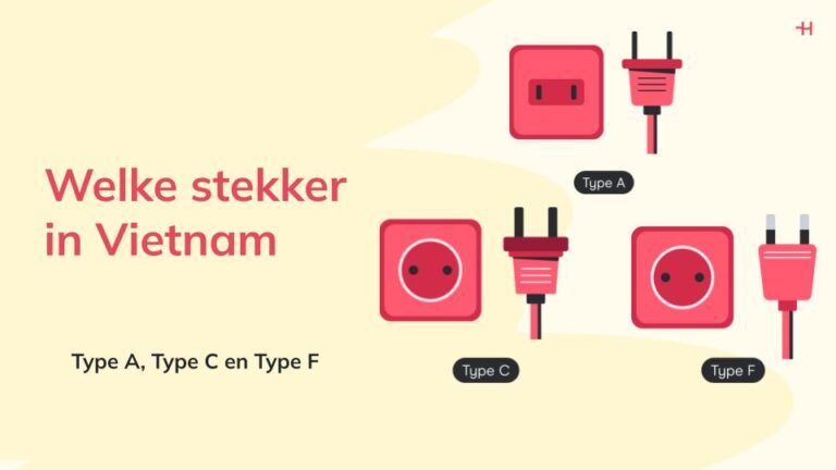 Overzicht van de drie stekker Vietnam types: Type A, Type C en Type F met bijbehorende stopcontacten