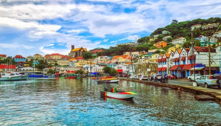 De haven van St Georges op Grenada