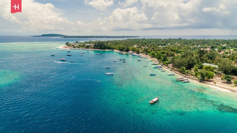 Luchtfoto van de Gili-eilanden, enkele van de mooiste eilanden van Indonesië