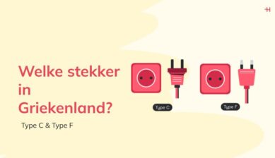 Overzicht van de twee soorten stekkers in Griekenland: Type C en Type F met bijbehorende stopcontacten