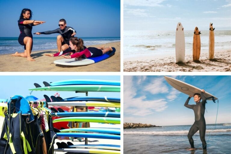 Vier sfeerbeelden van surfen in Portugal