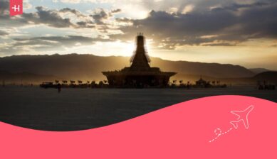 Burning Man-tempel als uitgelichte afbeelding voor een artikel over Burning Man