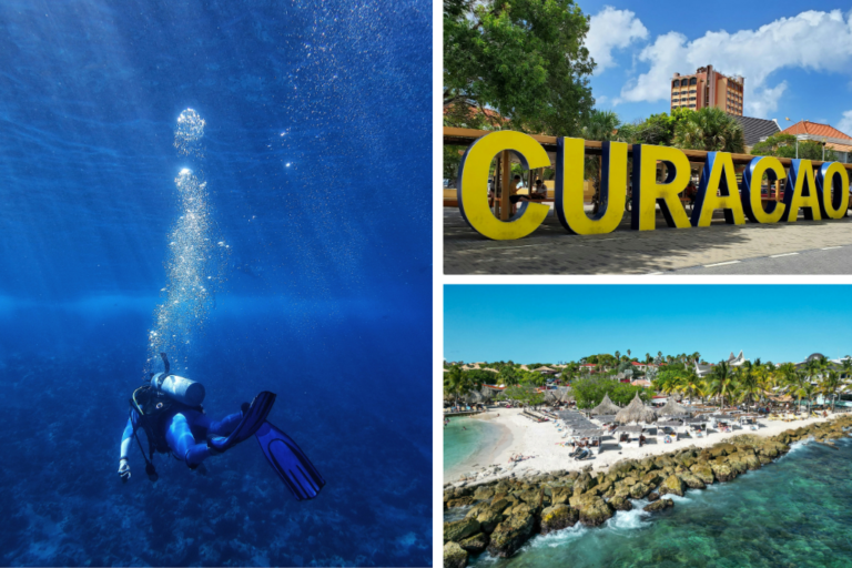 Collage van 3 afbeeldingen van de mooiste duiklocaties op Curaçao