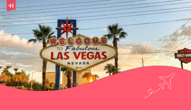 Koppel komt aan in Las Vegas voor trouwen in Las Vegas