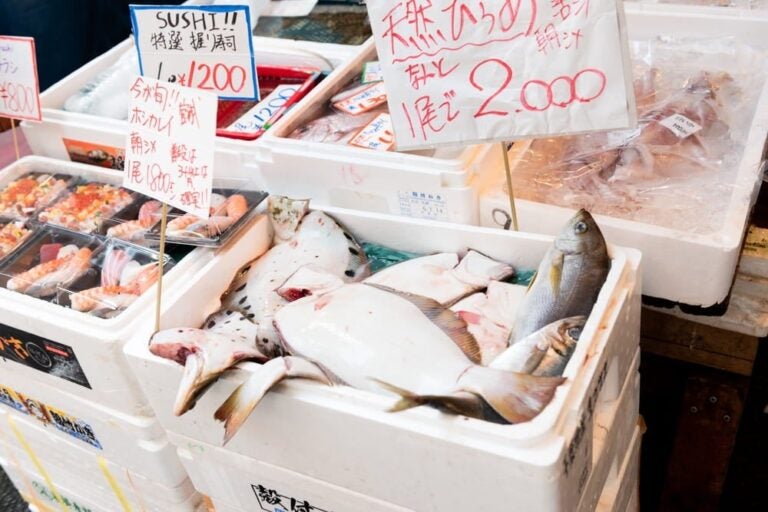 Viskraam op de Tsukiji-markt