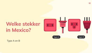 Overzicht van het soort stekker in Mexico: Type A en B met bijbehorend stopcontact