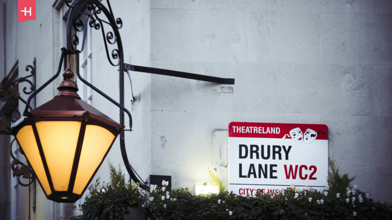 Straatbord van Drury Lane in Theatreland, Londen