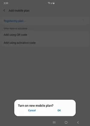 esim 設定 Samsung Galaxy　新しい　プラン　電源　端末