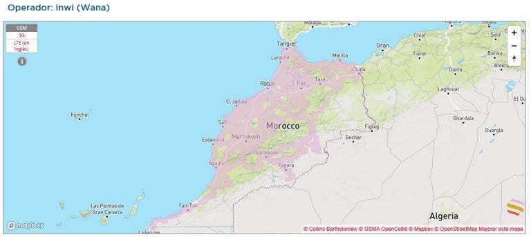 esim　インターネット　モロッコ　通信エリア　Inwi