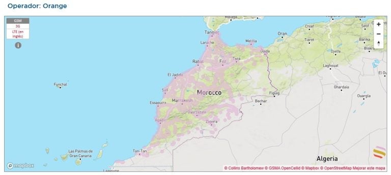 esim　インターネット　モロッコ　通信エリア　orange