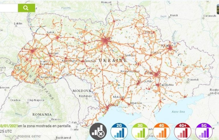 ウクライナ インターネット 接続 KYIVSTAR 回線速度マップ
