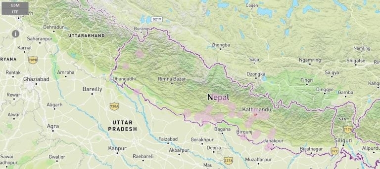 ネパール インターネット 接続 Holafly eSIM サービスエリアマップ