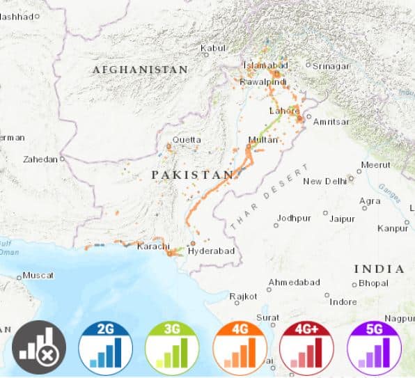 パキスタン インターネット 接続 Holafly eSIM サービスエリアマップ