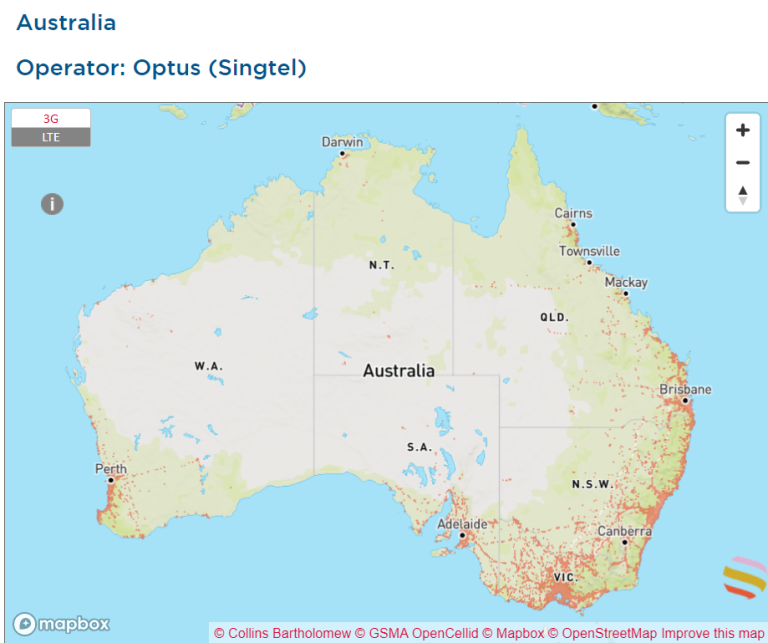 オーストラリア 携帯キャリア Optus 通信エリア オラフライ 海外eSIM 通信速度 
