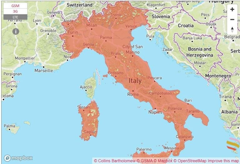 WindTre　イタリア　携帯キャリア　通信エリア