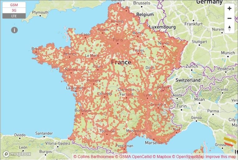 Holafly eSIM　パリ　Free Mobile　通信エリア