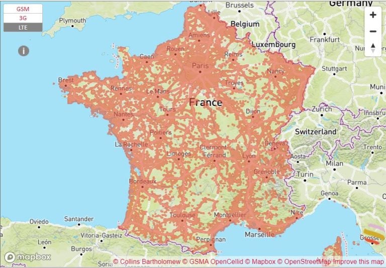 Holafly eSIM　パリ　SFR　通信エリア