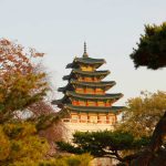 ソウルの国立民俗博物館の塔の写真。