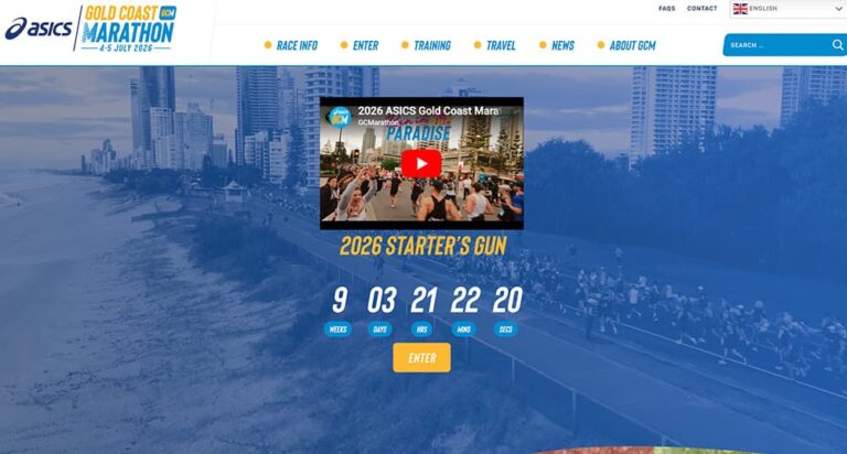 ゴールドコーストマラソン2026公式サイトのトップ画面