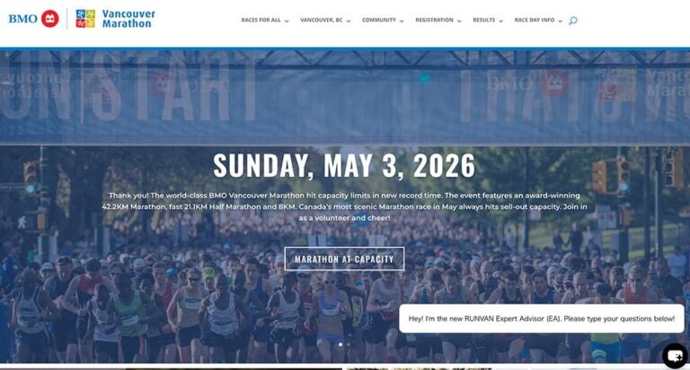 BMOバンクーバーマラソン2026公式サイトのトップ画面