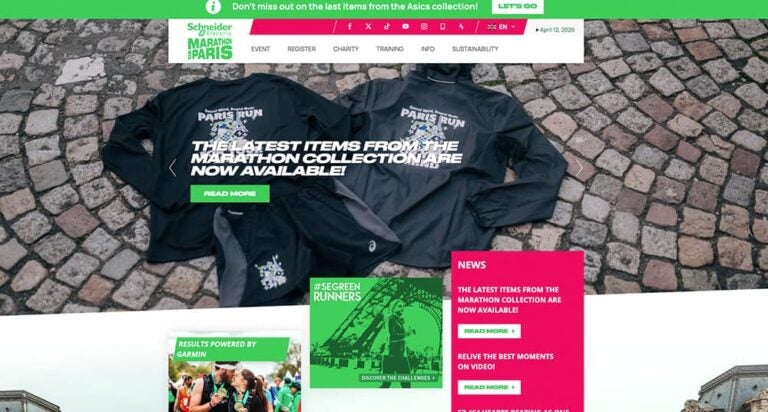 パリマラソン公式サイトのトップ画面