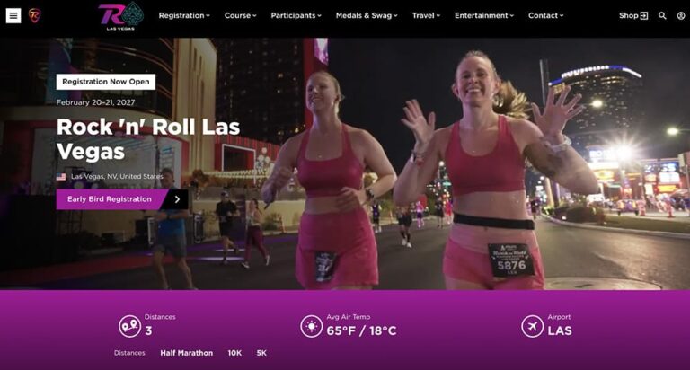 ロックンロール ラスベガスマラソン2027公式サイトのトップ画面