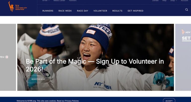 TCSニューヨークシティマラソン2026公式サイトのトップ画面
