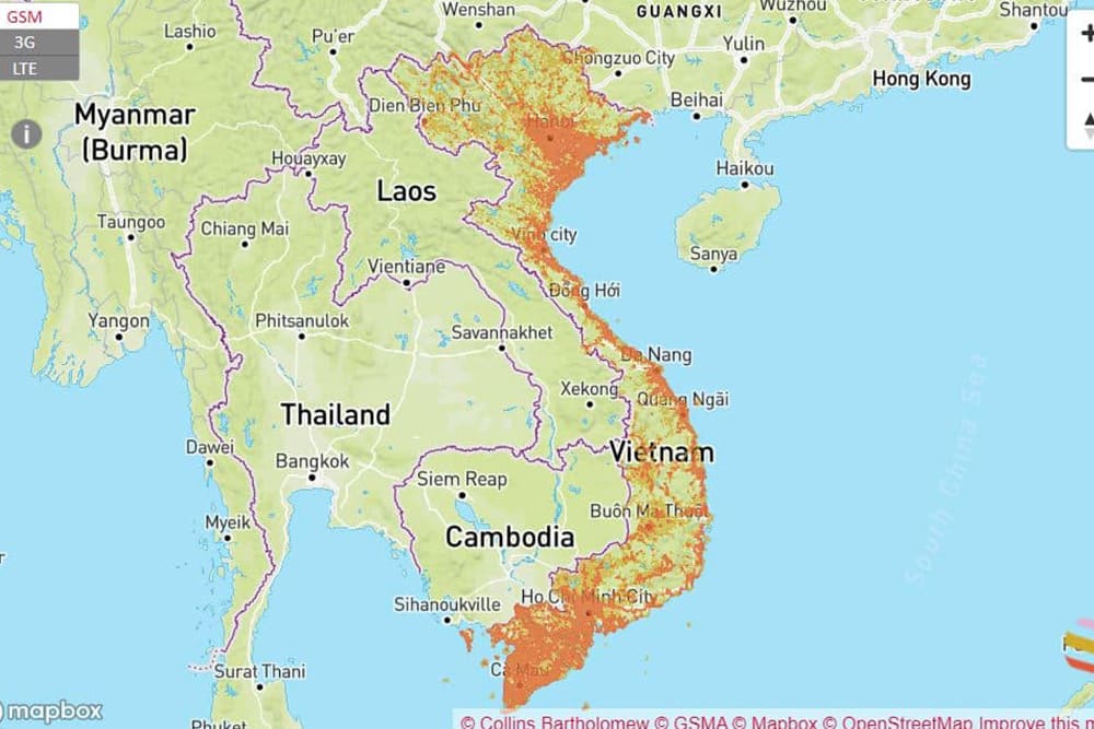 ベトナム旅行 必須の持ち物 Mobifone ベトナム内サービスエリアマップ