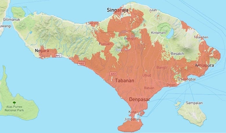 バリ島 esim オラフライ indosat 通信エリア