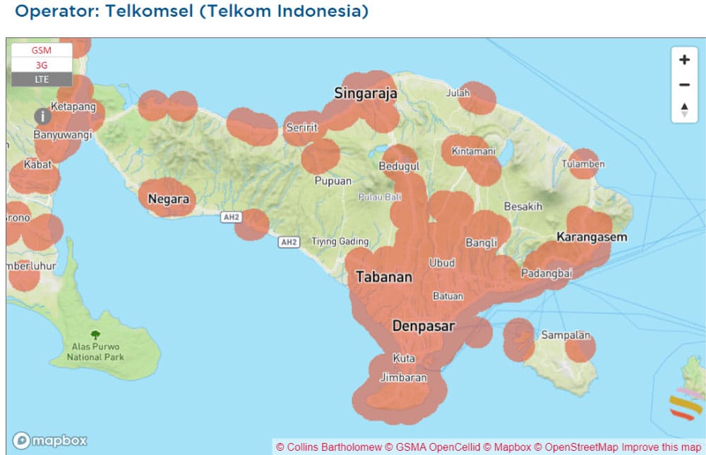 バリ島 esim オラフライ telkomsel 通信エリア