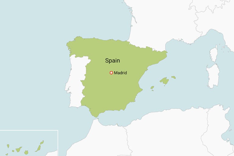 スペインの地図とマドリードの位置を示した画像