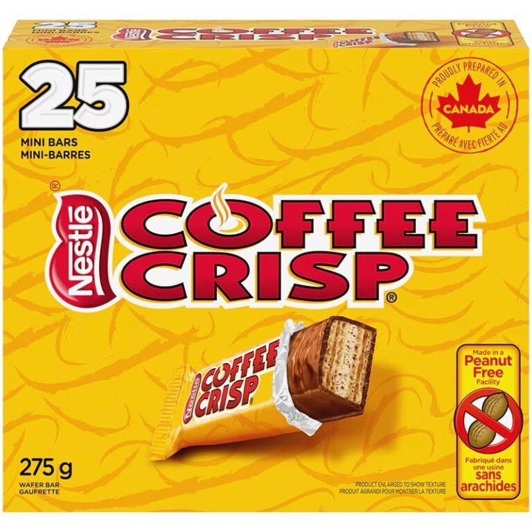 カナダ限定販売のお菓子「Coffee Crisp」ミニバー25本入りの箱