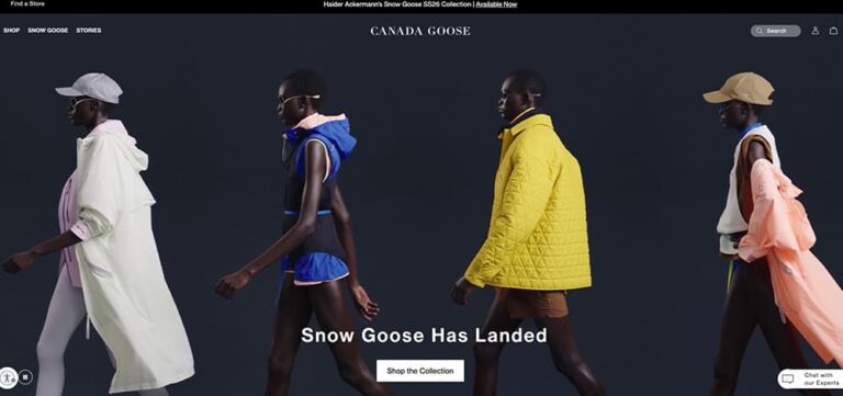 カナダの高級アウターブランド「Canada Goose」公式サイトのコレクションページ