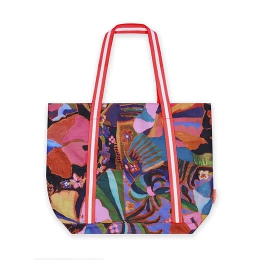 V&A博物館(ヴィクトリア&アルバート博物館)限定のコットントートバッグ。サイケデリックな配色と大胆な花柄が特徴的な、丈夫で長く愛用できる厚手の生地。