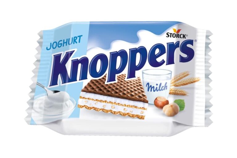 ミルクとヘーゼルナッツのウエハース菓子、クノッパーズのヨーグルト味パッケージ