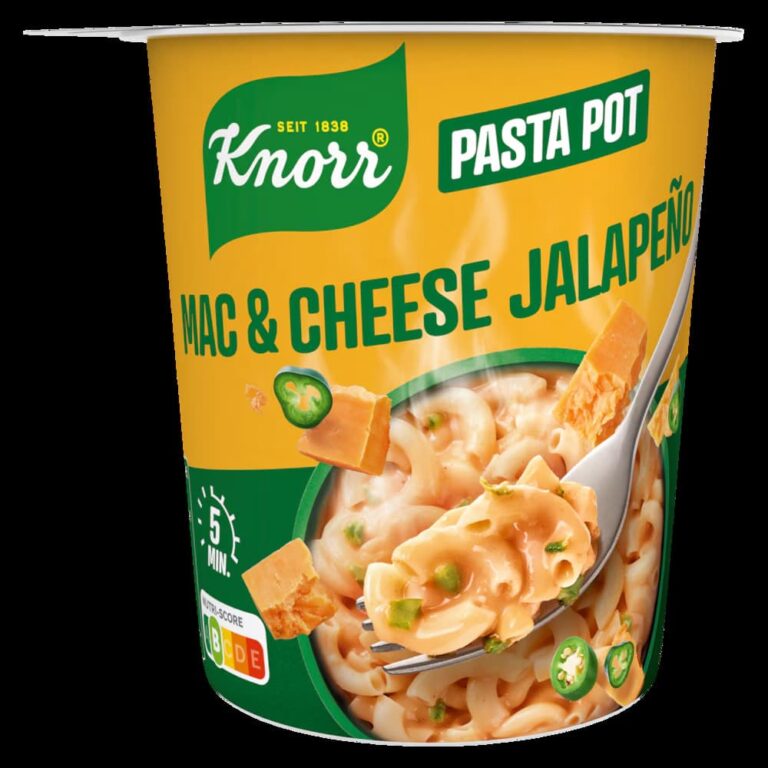 ドイツのスーパーで買えるクノール、マック&チーズ・ハラペーニョ味のパスタポット