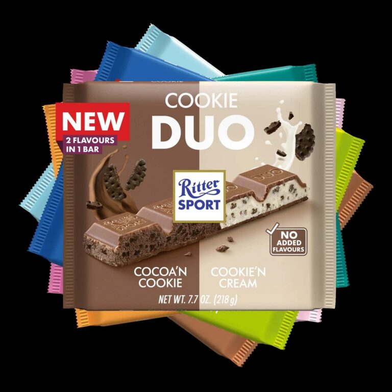 ドイツ土産の定番、リッタースポーツのクッキーデュオなどカラフルなチョコレートパッケージ