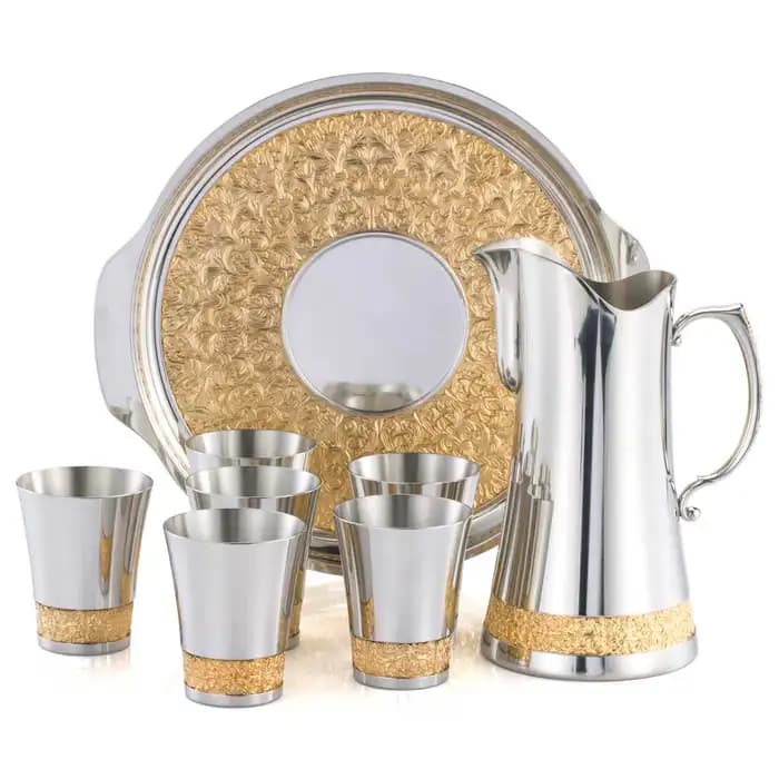 マレーシア王室御用達ロイヤルセランゴールのピューター製トレー・ピッチャー・カップセット