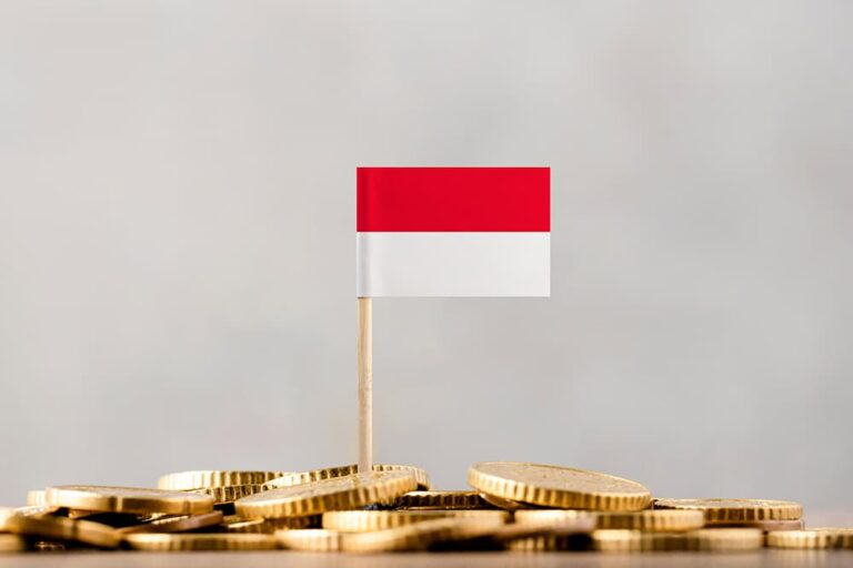 金貨の上に立てられたモナコ国旗のミニチュアで現地観戦の費用感をイメージさせる一枚