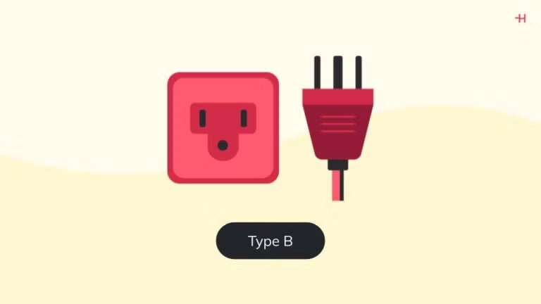 メキシコのコンセントで使われるType Bプラグと差込口のイラスト