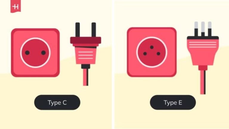 モロッコで使用されるCタイプとEタイプのコンセントと変換プラグ