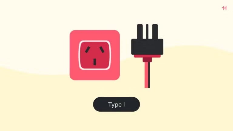 ニュージーランドのコンセントで使われるType Iプラグと差込口のイラスト