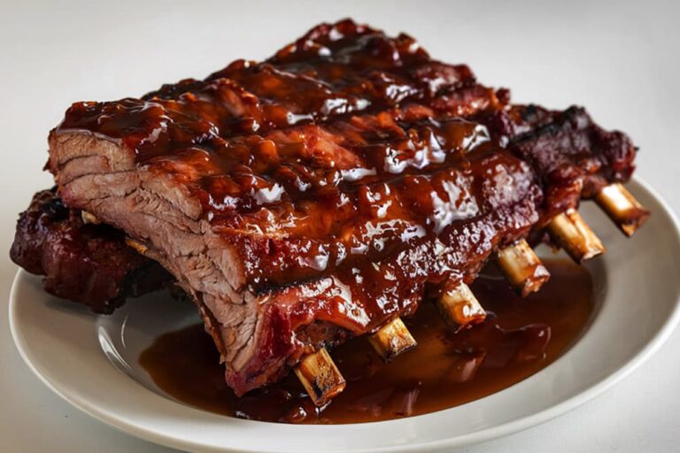 濃厚なバーベキューソースをたっぷり絡めたアメリカ定番のBBQリブ