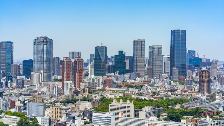 日本东京六本木天际线与现代摩天大楼