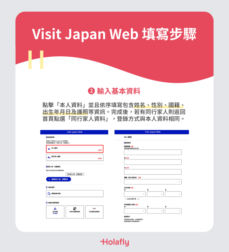 Visit Japan Web 填寫步驟 Step2 輸入基本資料