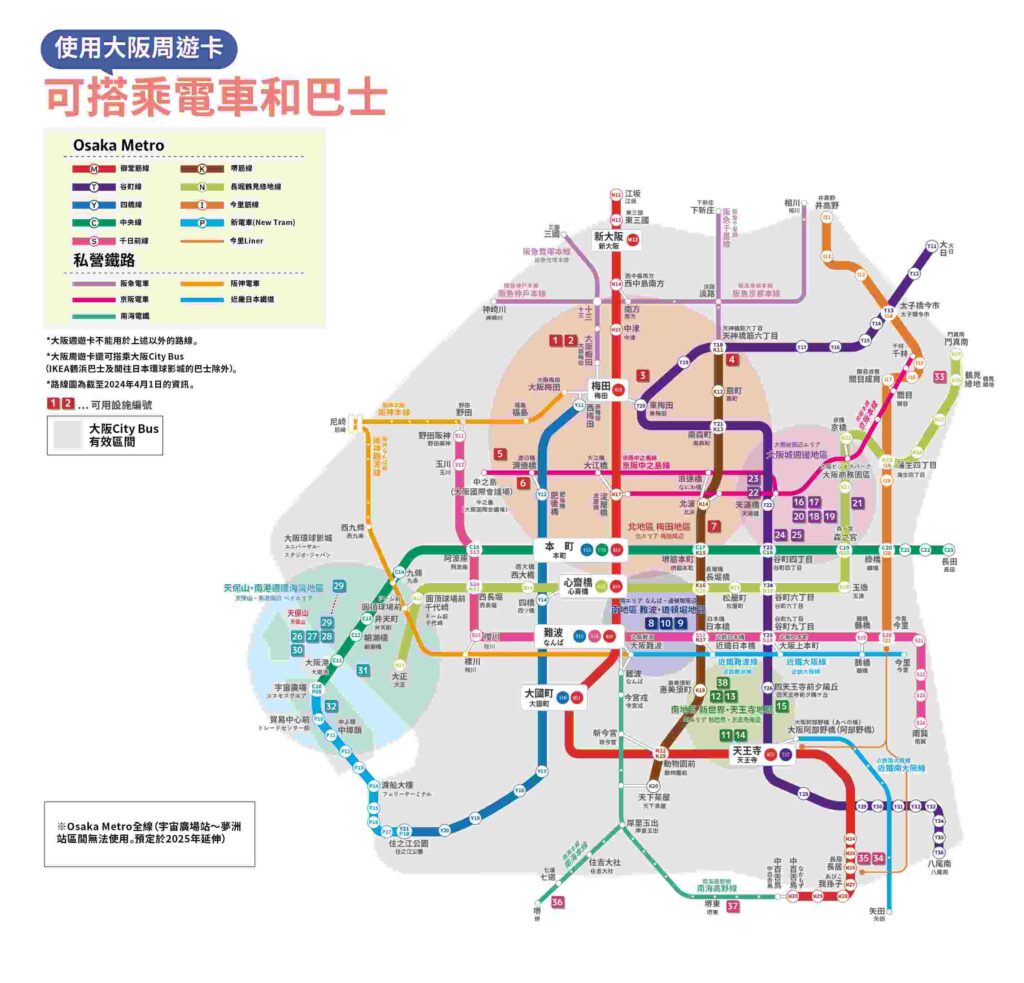 大阪周遊券交通路線