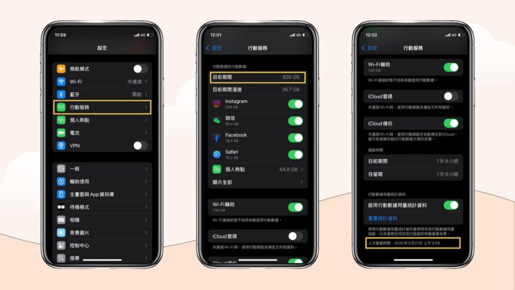 在 iPhone 上查看數據用量