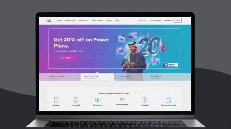 لقطة شاشة لمتجر Du الإلكتروني