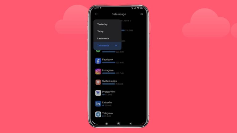 هاتف Android يعرض شاشة استخدام البيانات حسب التطبيقات

