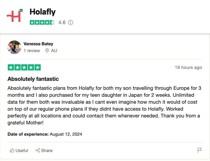 Trustpilot Holafly  Customer Review